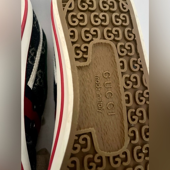 Gucci Tennis 1977 Webbing Trimmed Monogrammed Blue Denim Sneakers Size 8… - Picture 10 of 15
